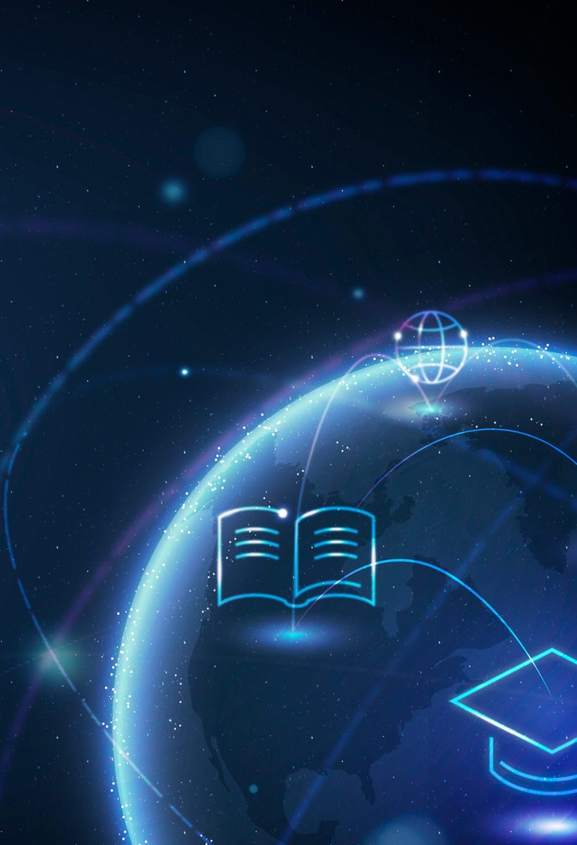 Disruptive education globe background vector geography digital remix